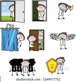 Collection Of Various door 7 other businessman concept actions vector illustration