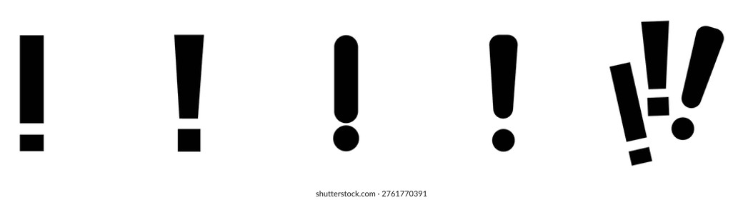 Collection of various exclamation marks on a white background