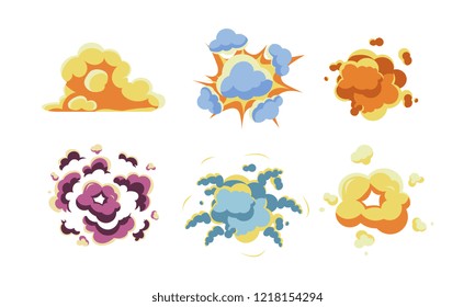 Collection of various explosions, special effects elements vector Illustration on a white background