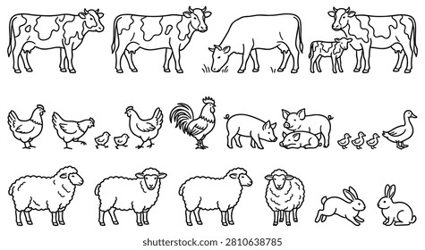 Collection various farmhouse animals