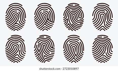 Colección de varios patrones de huellas dactilares solo con fines de Identificación