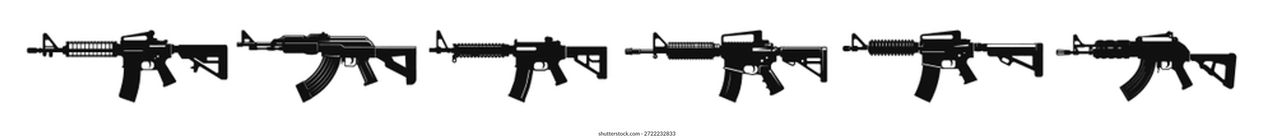 coleção de várias armas de fogo metralhadora armas 