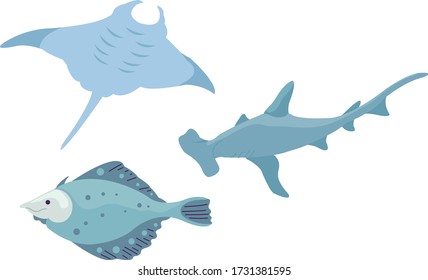 Collection of various fishes under the sea. Templates for landing pages, websites and many more