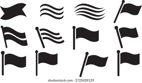 Collection of various flag shapes and designs isolated on transparent background flags banner