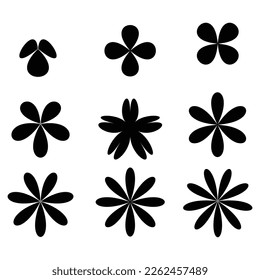 collection of various flat flower shapes. flower icon set. decorative clover flower