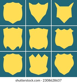 una colección de varias formas de insignias que pueden utilizarse como logotipo o símbolo de una institución. Adecuado para el símbolo de una escuela u oficina