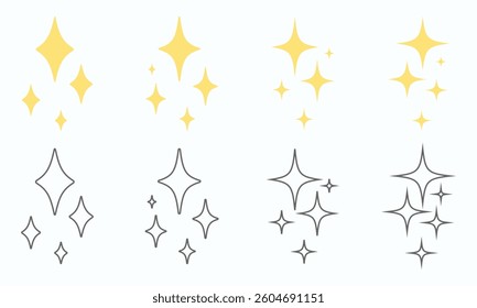 a collection of various four pointed star shapes for shiny, sparkling, glowing and other effects.