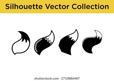 Una colección de varias siluetas de cola de zorro en formato Vector, perfecto para Elementos de diseño.