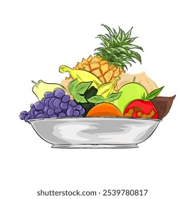 a collection of various fresh tropical fruits in a bowl