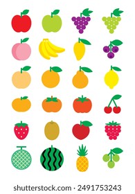 Collection of various fruit graphic design illustrations