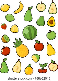 Collection of various fruits illustrations