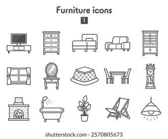 Collection of various furniture icons