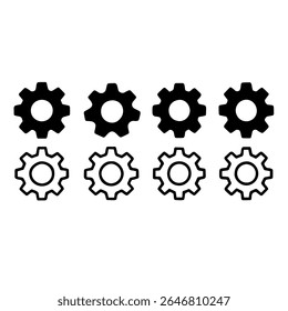 A Collection of Various Gear Symbols Presented in Classic Black and White Color Scheme