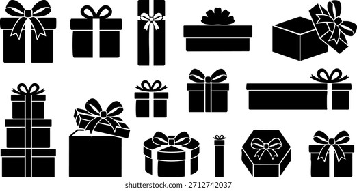 Coleção de várias caixas de presente com fitas, perfeito para celebrações e ocasiões especiais