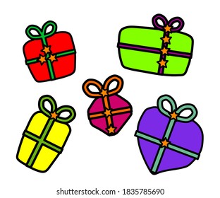 Collection of various gifts on a white background. Symbol. Vector illustration.