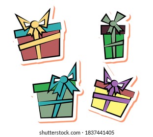 Collection of various gifts on a white background. Vector illustration.