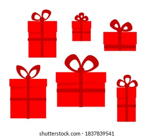 Collection of various gifts on a white background. Cartoon. Vector illustration.