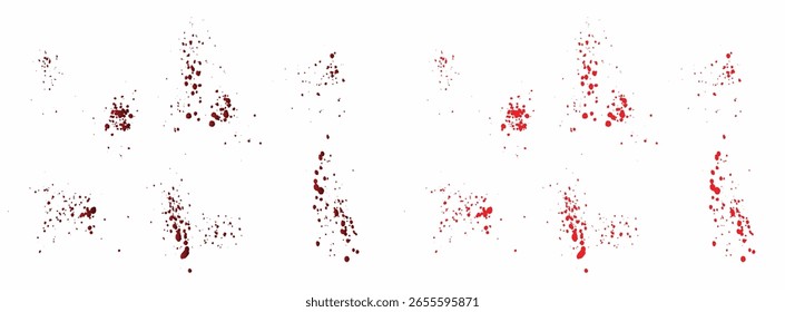 Sammlung von verschiedenen farbigen Textur abstrakte rote Blutspritzer Farbe Tinte Pinsel Hintergrunddesign