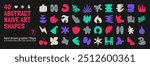 Collection of various hand drawn bizarre abstract geometric unusual shapes, forms in matisse art style, Childish freehand aesthetic, Vector naive doodle primitive object and graphic elements, set 7