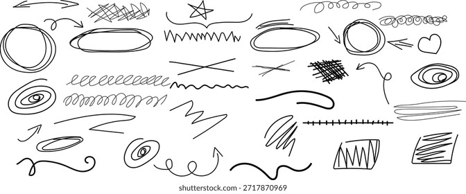 Collection of various hand drawn shapes and abstract designs
