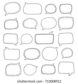 Collection of various hand drawn speech bubbles