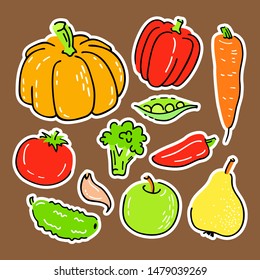 Collection of various hand drawn vegetables. Vector illustration