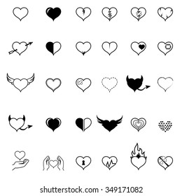 Collection of various heart icons