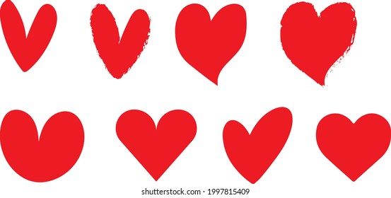 Una colección de varias ilustraciones en forma de corazón
