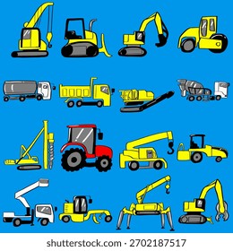 a collection of various heavy machineries