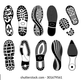 A collection of various highly detailed shoe tracks. Elegant, sporty formal and mountain boots are included.