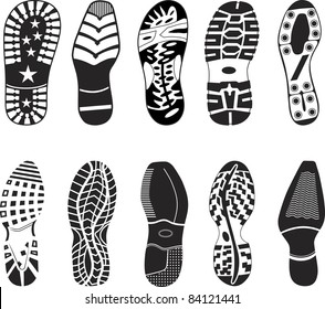 Collection Various Highly Detailed Shoe Tracks Stock Vector (Royalty ...