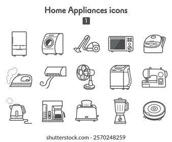 Collection of various home appliance icons