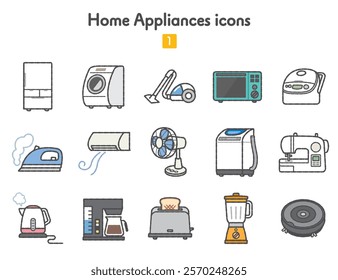 Collection of various home appliance icons