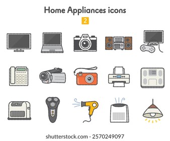 Collection of various home appliance icons