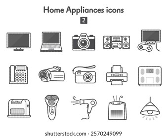 Collection of various home appliance icons