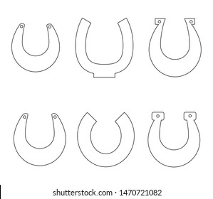 Collection of various horseshoe shapes. Vector illustration.