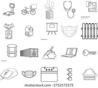 A collection of various household and office items