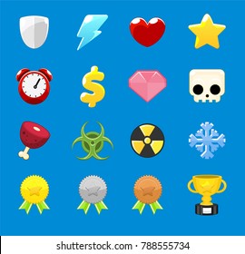 Collection of various icons for creating video games