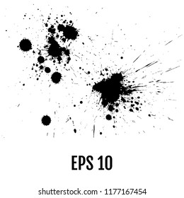 Collection of Various Ink Blot Splatters. All elements are not grouped. Vector illustration.