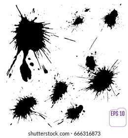 Collection of Various Ink Blot Splatters. Vector collection of various ink splatters I use frequently in my work