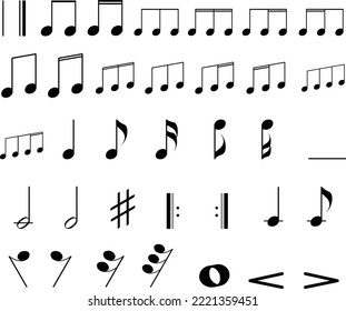 A collection of various kinds of musical notes