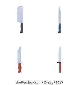 Collection of various kitchen knives for cooking and food preparation