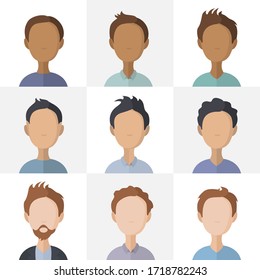 Collection of various man flat illustrations. Bundle of male icon. Vector.