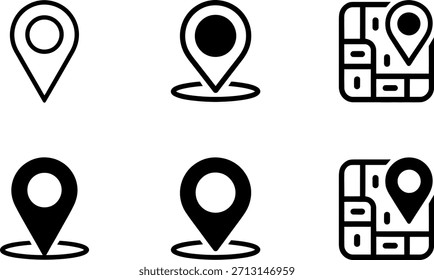 Sammlung verschiedener Kartensymbole für die Navigation