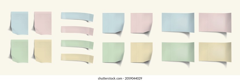 Collection of various memo(note) sticker sets. It is a collection of memo(note) stickers of various colors and forms. A collection of memo(note) stickers separated from the background.