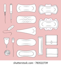 A collection of various menstrual products