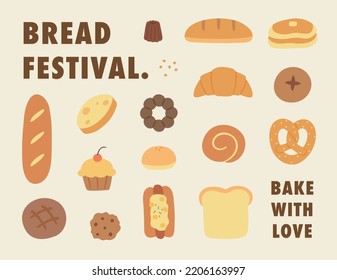 A collection of various menus from the bakery. flat design style vector illustration.