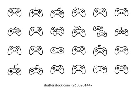 Coleção de vários controladores de jogo de arte de linha minimalista para ilustrações conceito de jogos