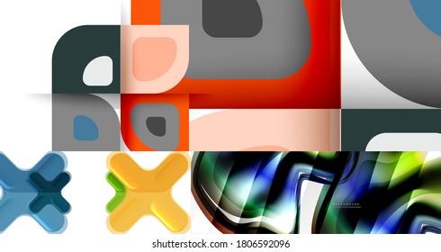 Collection of various modern geometric abstract vector backgrounds