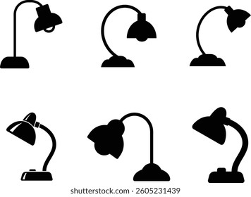Collection of Various Modern Table Lamp Vector Icon Illustration. 
